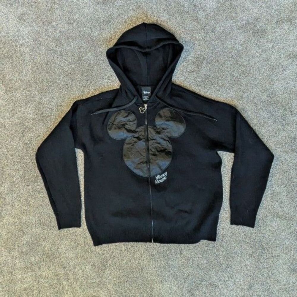 Disney Mickey Mouse Knit Zip Hoodie 2X - Satin Applique & Embroidered Back